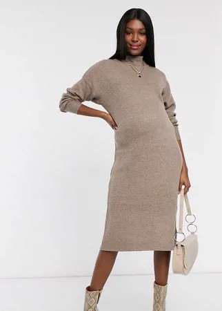 Светло-коричневое трикотажное платье Topshop Maternity-Коричневый