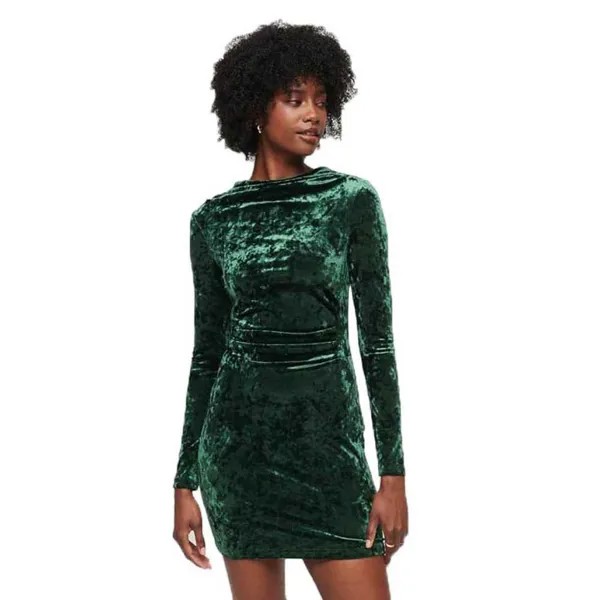Платье Superdry Velvet Longsleeved Mini, зеленый