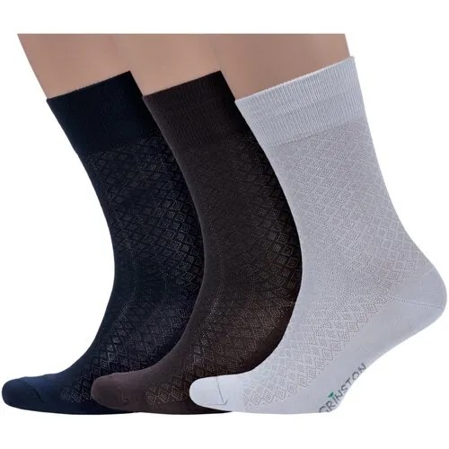 Комплект из 3 пар мужских носков Grinston socks (PINGONS) из микромодала микс 4, размер 25