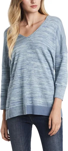 Толстовка Vince Camuto Dolman Sleeve Space-Dye V-Neck Tunic, цвет Baltic Sea