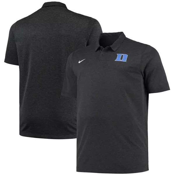 Мужская футболка-поло черного цвета Duke Blue Devils Big & Tall Performance с принтом меланжевого цвета Nike