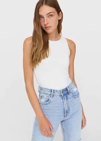 Stradivarius Боди Из Полиамида С Горловиной Халтер. Цвет Небеленого Полотна M