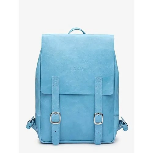 Рюкзак LOKIS, натуральная кожа, отделение для ноутбука, вмещает А4, внутренний карман, регулируемый ремень, голубой, синий
