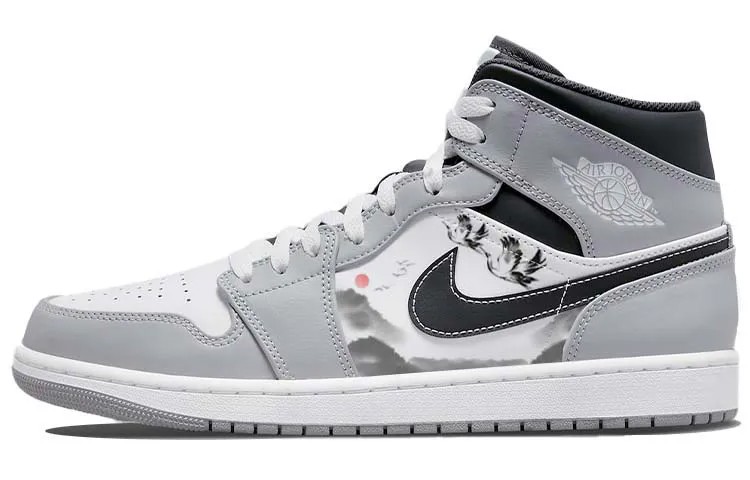 Кроссовки Air Jordan 1 Vintage Basketball Shoes Men Mid-top Grey/white, светло-серый