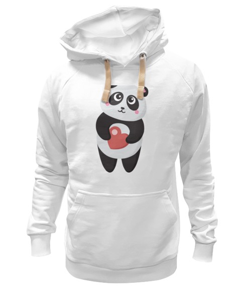 Худи Printio Панда с сердечком белое 3XL