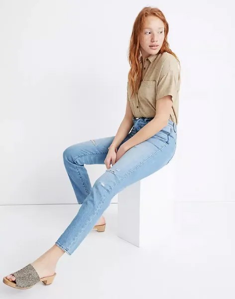 MADEWELL Duncannon Blue Wash The Perfect Vintage рваные укороченные джинсы 26