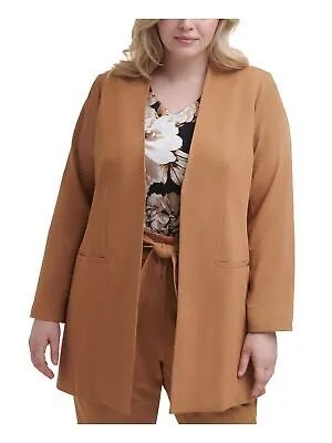 CALVIN KLEIN Womens Brown Pocket Wear To Work Top Coat Plus 20W