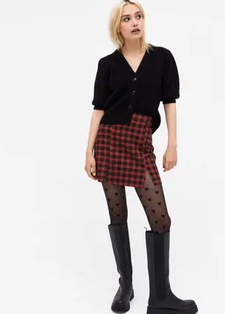 Мини-юбка в черно-красную клетку Monki Renata-Черный