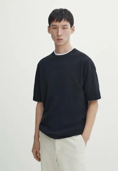 Базовая футболка Short Sleeve Massimo Dutti, цвет mottled dark blue
