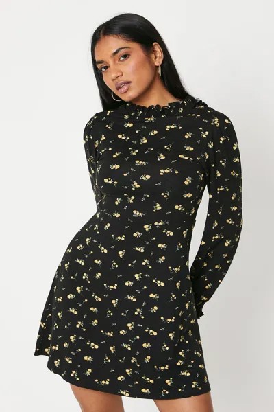 Мини-платье Petite Mono со сборками и манжетами в стиле Ditsy Dorothy Perkins, мультиколор