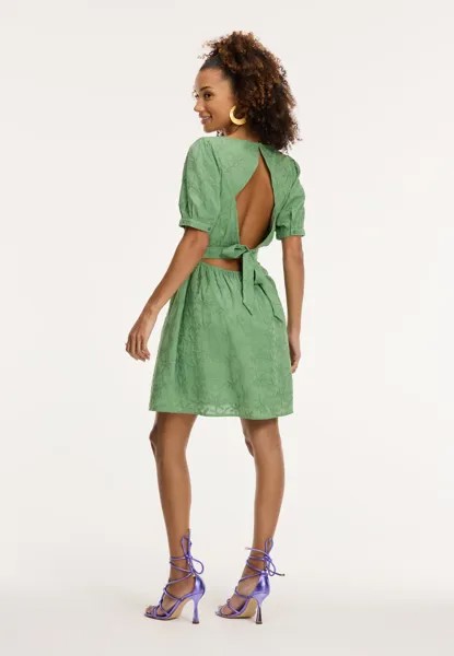 Повседневное платье Jenn Open Back Embroderie Palm Shiwi, зеленый
