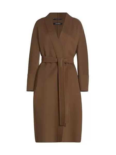 Кашемировое пальто с запахом Calla Max Mara, цвет brown bronze