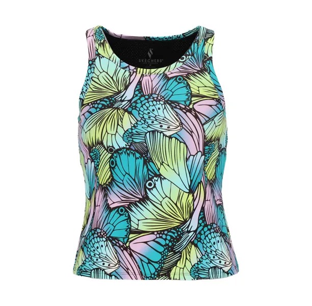 Футболка Skechers GOWALK BUTTERFLY SHADOW SHELF BRA TANK, цвет Türkis/Lila/Grün