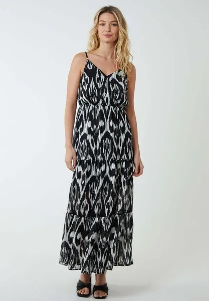 Платье макси BRUSHED PRINT WRAP Blue Vanilla, цвет black