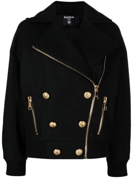 Balmain zip-up wool jacket, черный