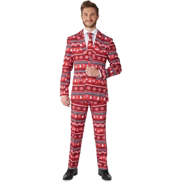 Мужской рождественский костюм Suitmeister Nordic Pixel, красный