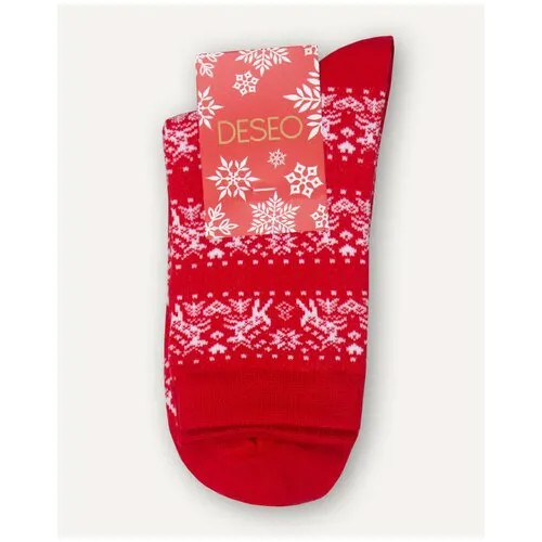 Женские носки Deseo, на Новый год, размер One size, красный