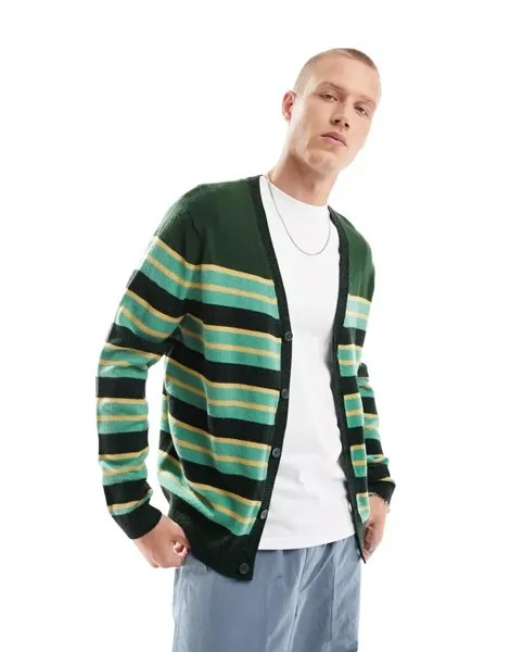 Зеленый полосатый кардиган оверсайз ASOS