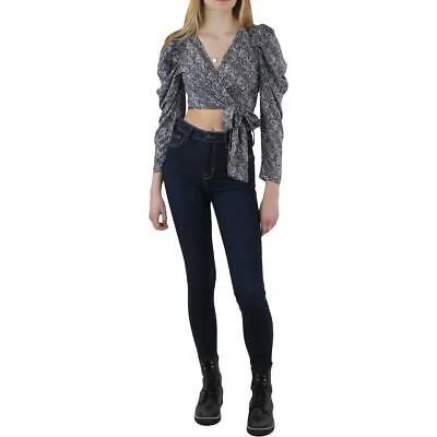 Женская синяя укороченная блузка с запахом Lucca XS BHFO 5187