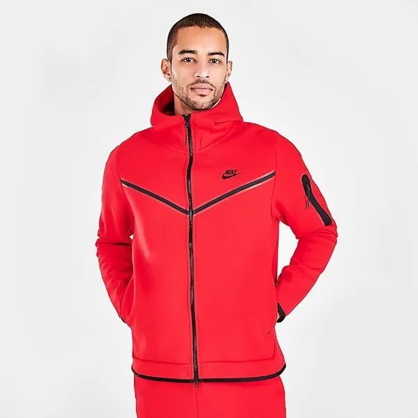 Мужская худи Nike Tech Fleece Windrunner University красный черный CU4489-657 3XL XXXL