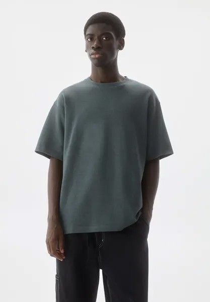 Базовая футболка Short Sleeve Textured PULL&BEAR, цвет evergreen