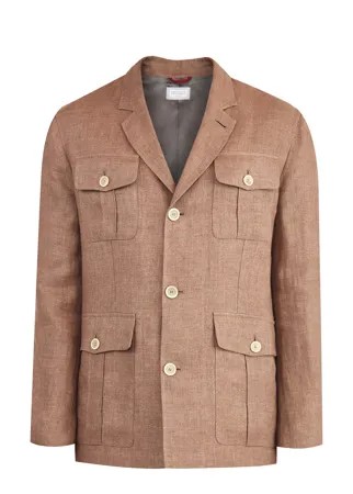 Пиджак в стиле сафари изо льна с накладными карманами