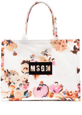 MSGM сумка-шопер с цветочным принтом и логотипом