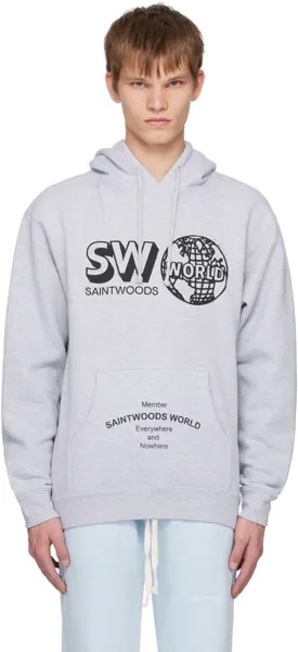 Толстовка с капюшоном Grey World Member Saintwoods