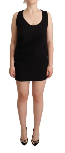 CLASS ROBERTO CAVALLI Платье-футляр без рукавов черного цвета из хлопка Mini IT38/US4/XS $400