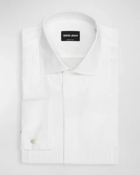 Мужская базовая рубашка-смокинг со складками и нагрудником Giorgio Armani, цвет Fancy White