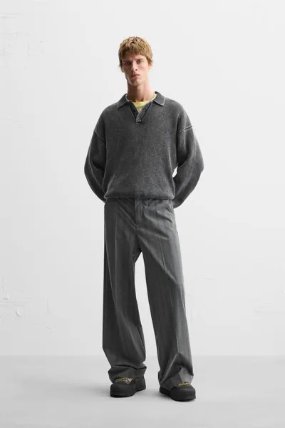Рубашка-поло, окрасенная в готовом виде ZARA, черный