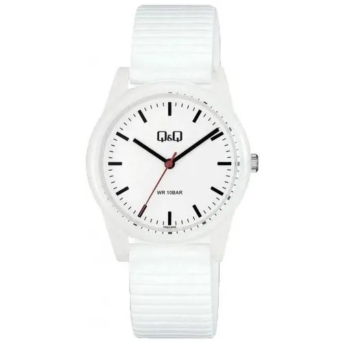 Q&Q Часы наручные Q&Q VS62-002 пластик, ремень белый, 100м №3161