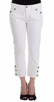 Джинсы Ermanno Scervino Белые укороченные джинсовые брюки Капри с фирменным логотипом 42/US S Рекомендуемая розничная цена 650 долларов США