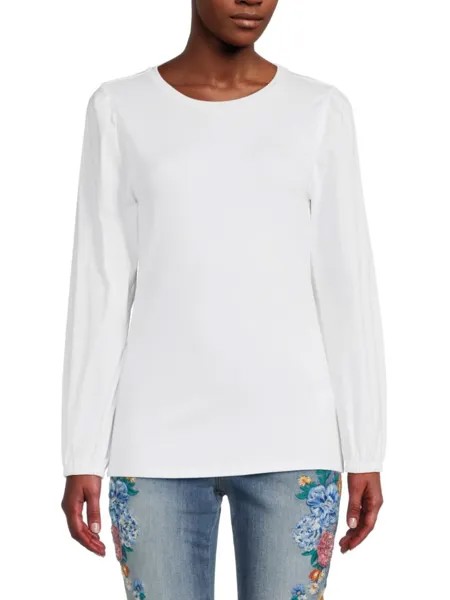 Топ из поплина с длинными рукавами Donna Karan, белый