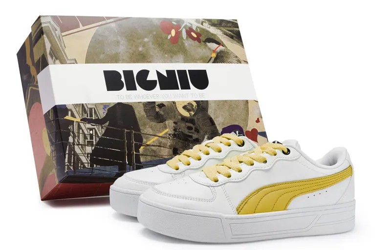 Кроссовки Puma Skye Skateboarding Shoes Women's Low-top White And Yellow, белый/желтый