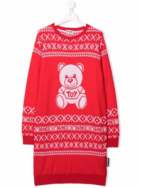 Moschino Kids платье-джемпер Teddy Bear