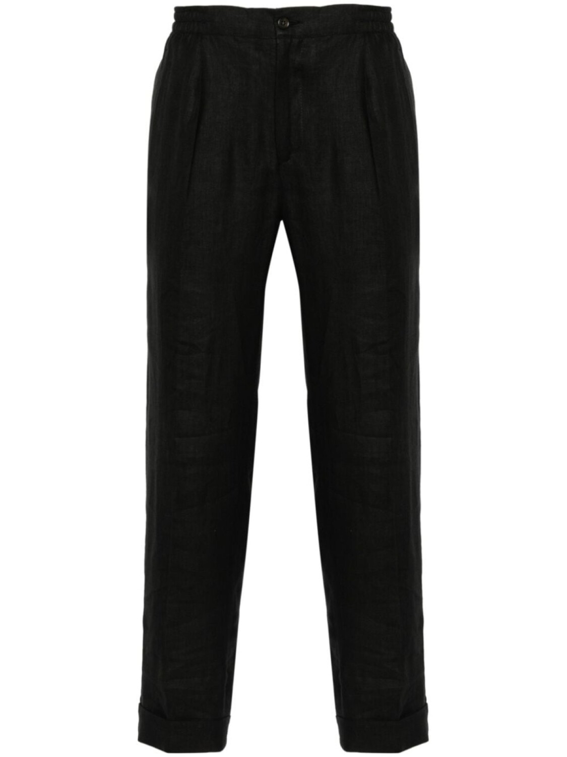 Kiton льняные брюки со складками, черный