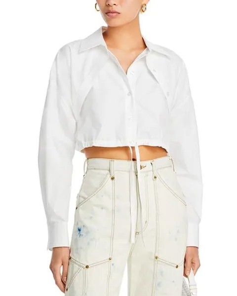 Двухслойная укороченная рубашка из хлопка alexanderwang.t, цвет White