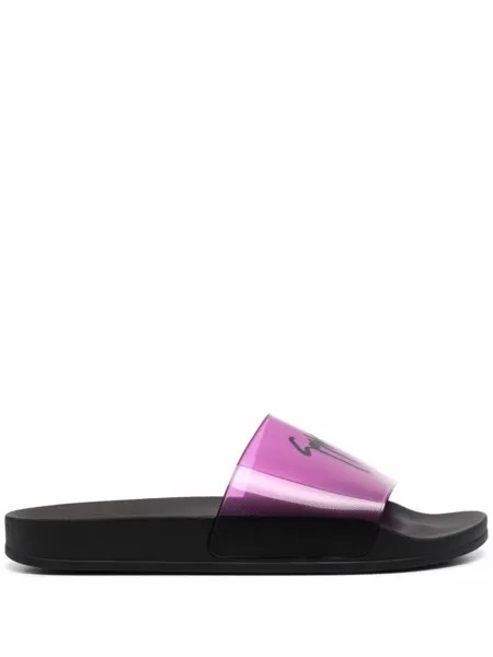 Giuseppe Zanotti шлепанцы с логотипом, черный