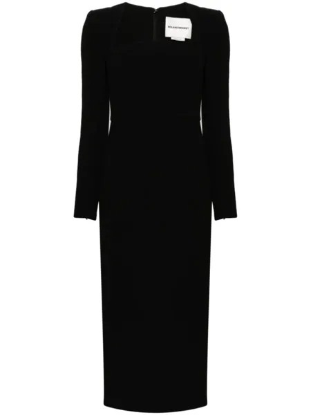 Roland Mouret шерстяное платье миди, черный