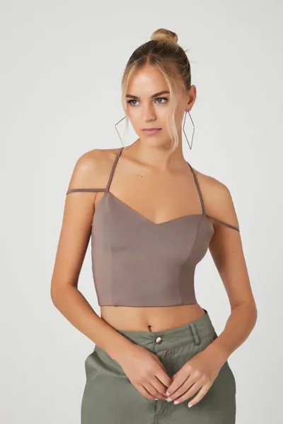 Укороченная майка с ремешками Forever 21, мокка