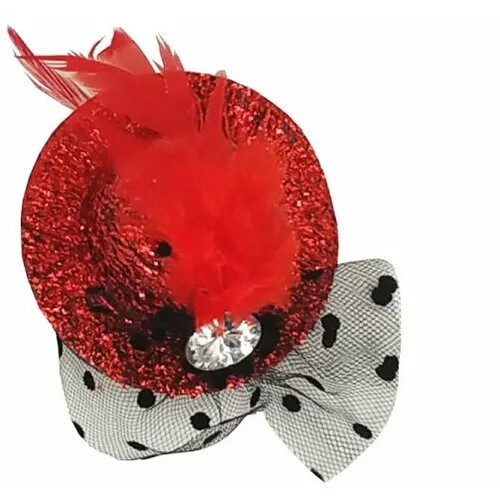 Шляпка на заколке карнавальная блестящая с камушком, 8 см, цвет микс