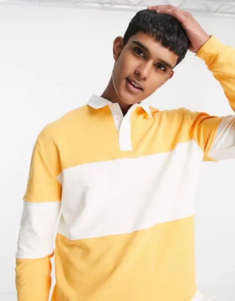Желто-белое поло для регби в полоску Topman-Разноцветный