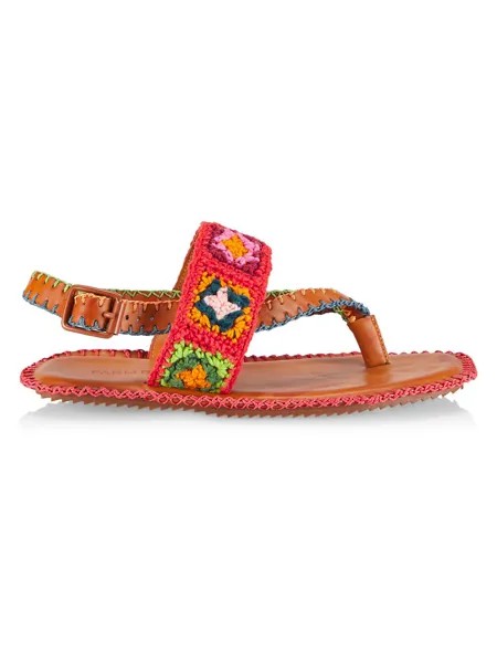 Карамельные сандалии Granny Square крючком Farm Rio, карамельный
