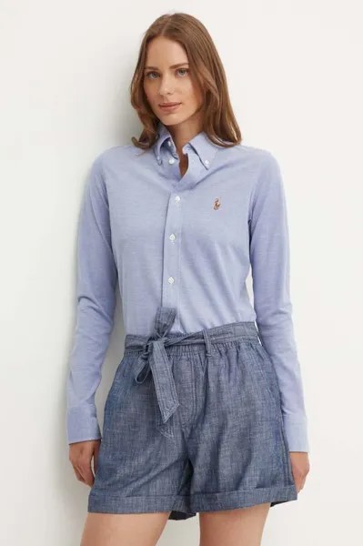 Хлопковая рубашка Polo Ralph Lauren, синий
