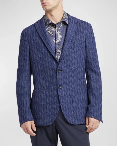 Мужской трикотажный пиджак без подкладки Etro, цвет Blue