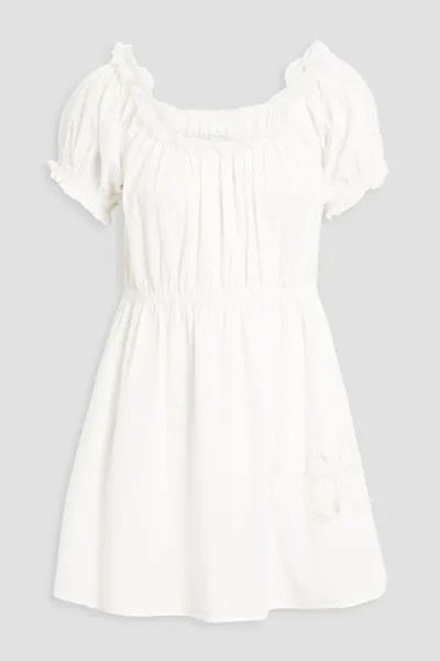 Платье мини Ava из хлопкового поплина с кружевной отделкой MORGAN LANE, белый