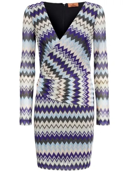 Missoni платье мини с узором зигзаг, нейтральный цвет
