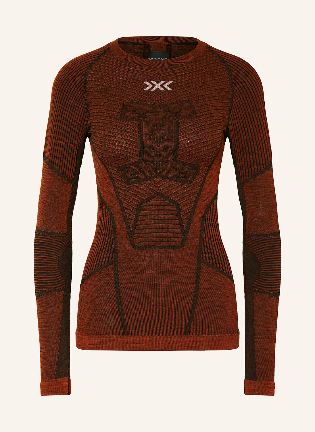 Функциональное нижнее белье-рубашка symbio merino из шерсти мериноса X-BIONIC, цвет BRAUN/SCHWARZ