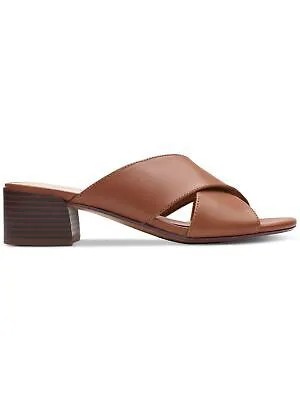 Женские коричневые кожаные босоножки без шнуровки на блочном каблуке CLARKS Caroleigh Erin, 10 м